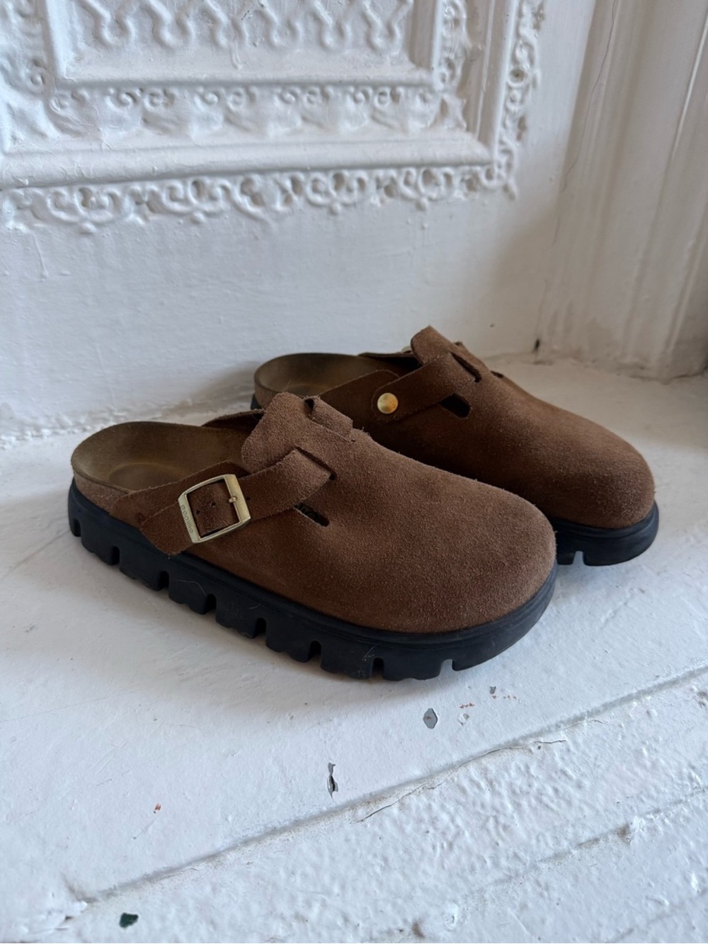 Birkenstock Papillo Suede Leather Platform Brown Clog